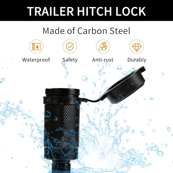 Trailer Hitch Locks, 5/8" Dia 4" Long Hitch Lock (2 Pack)