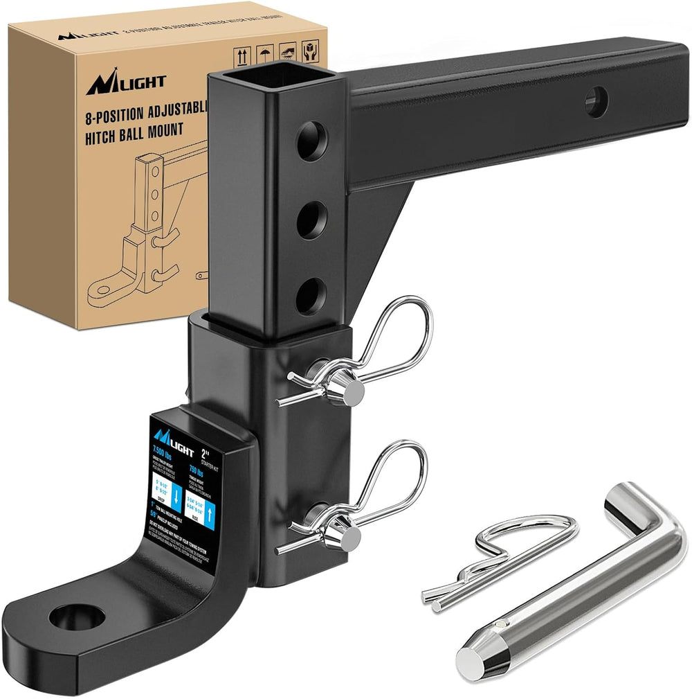Nilight 8-Position Adjustable Trailer Hitch Ball Mount Fits 2 Inch Receiver w...
