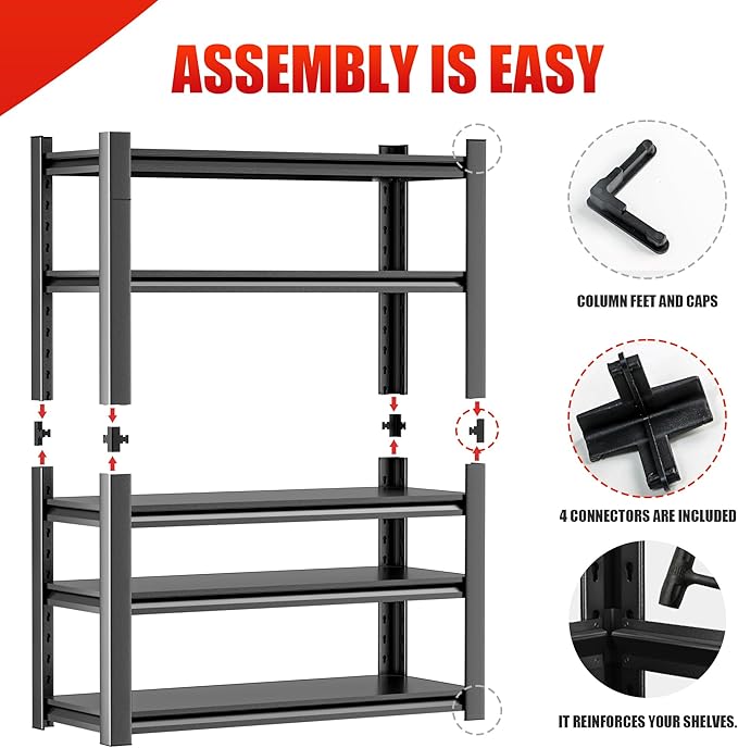 Metal Garage Storage Shelving Unit, 5-Tier Heavy Duty Adjustable Utility Shelves