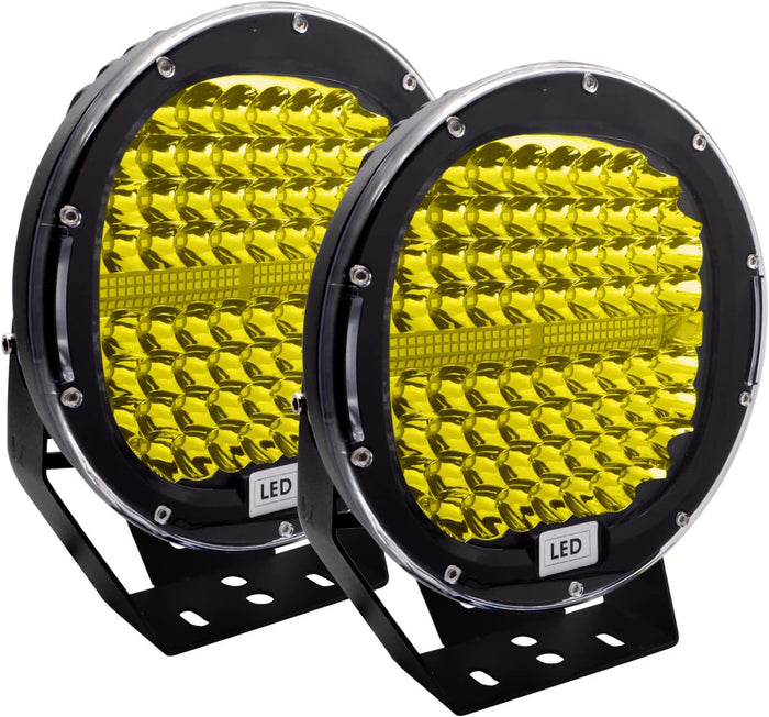 Safego 9inch round led light bar 2Pcs Amber round offroad lights 408W Waterproof Spot Beam Led Work Light round Driving Light Yellow fog lights Compatible with Truck SUV ATV Tractor Boat