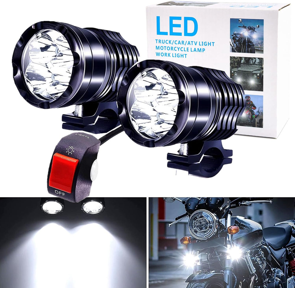 Ourbest Motorcycle Led Driving Lights, 2x High/Low/Strobe Bicycle Dirt Bike S...