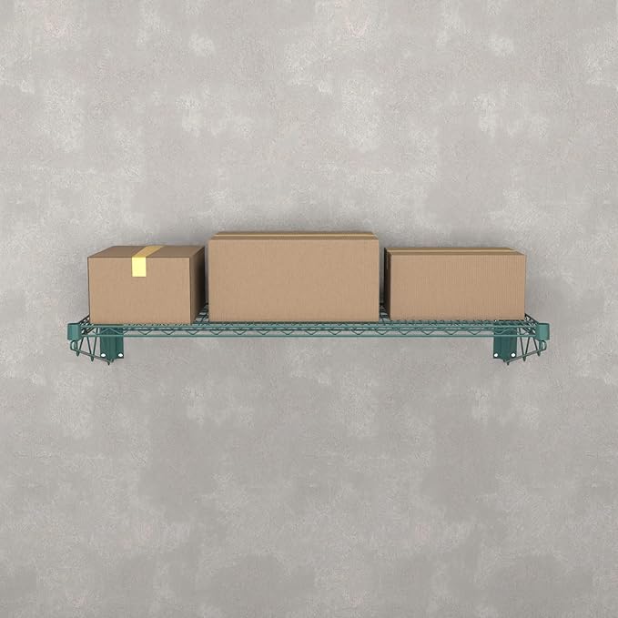 18" x 48" Green Epoxy Wire Wall Mount Shelf