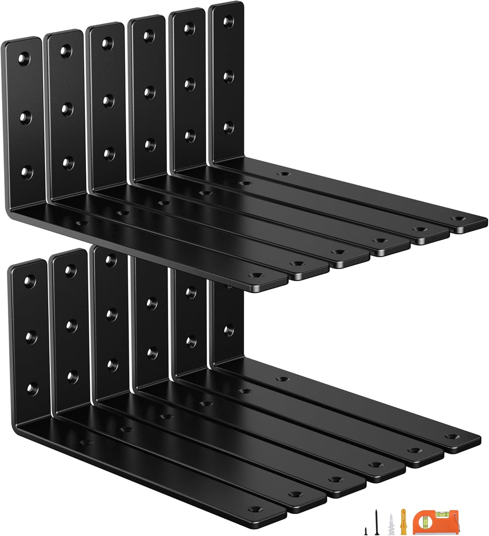 NEODROP 12-Pack 12 Inch Heavy Duty Shelf Brackets, Premium Floating L Bracket...