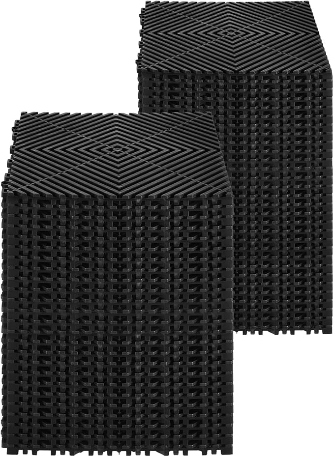 VEVOR Interlocking Drainage Mat, 12” x 12” Modular Interlocking Cushion (24 Pcs)