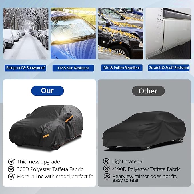 6 Layer Heavy Duty SUV Car Cover Waterproof All Weather Protection