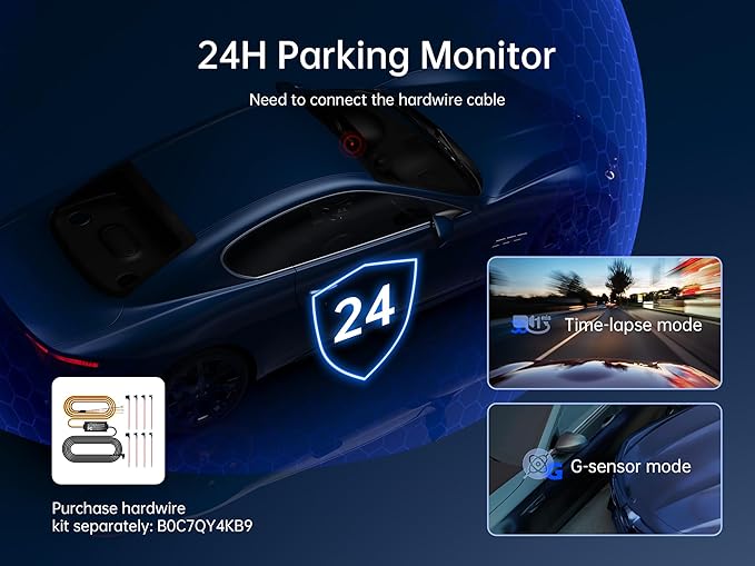 Pelsee 4K 3 Channel Dash Cam Front and Rear Inside, Dash Camera