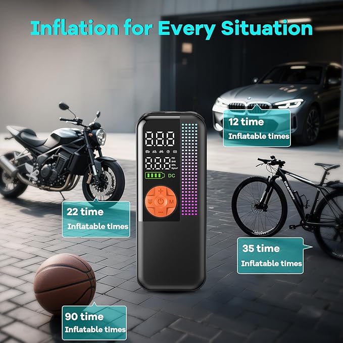 Portable Tire Inflator Air Compressor, 150 PSI Cordless Air Pump, 6000mAh