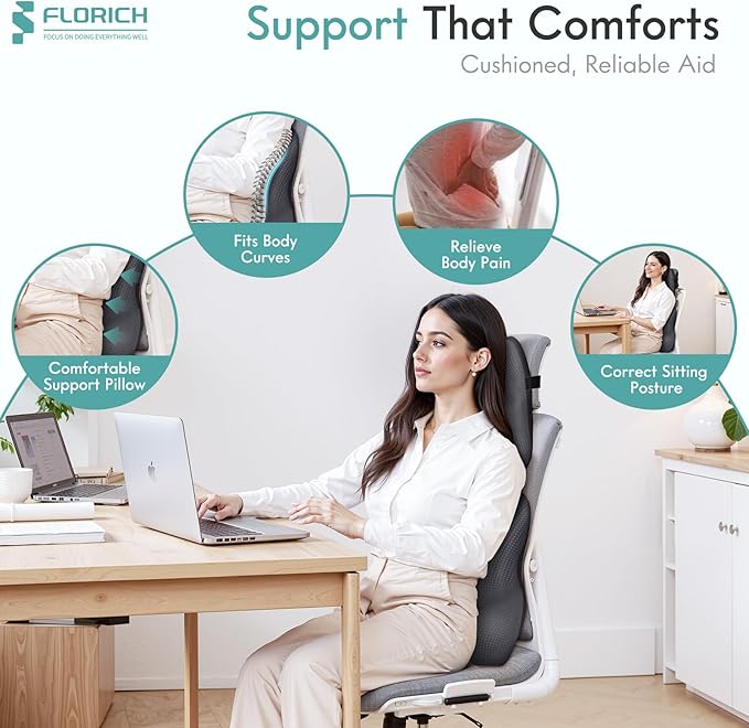 FLORICH Car Lumbar Support Pillow and Neck Headrest Pillow