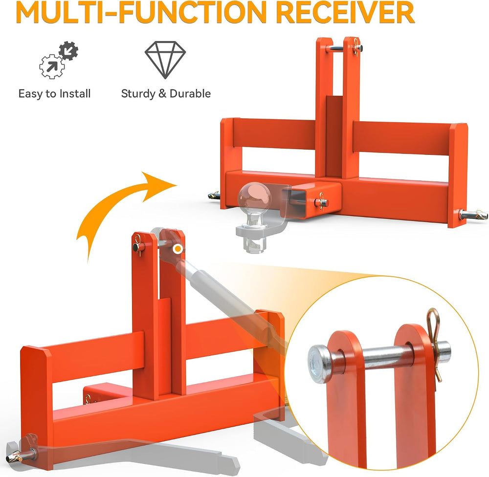 YINTATECH 3 Point Hitch Receiver with Suitcase Weight Brackets Category 1