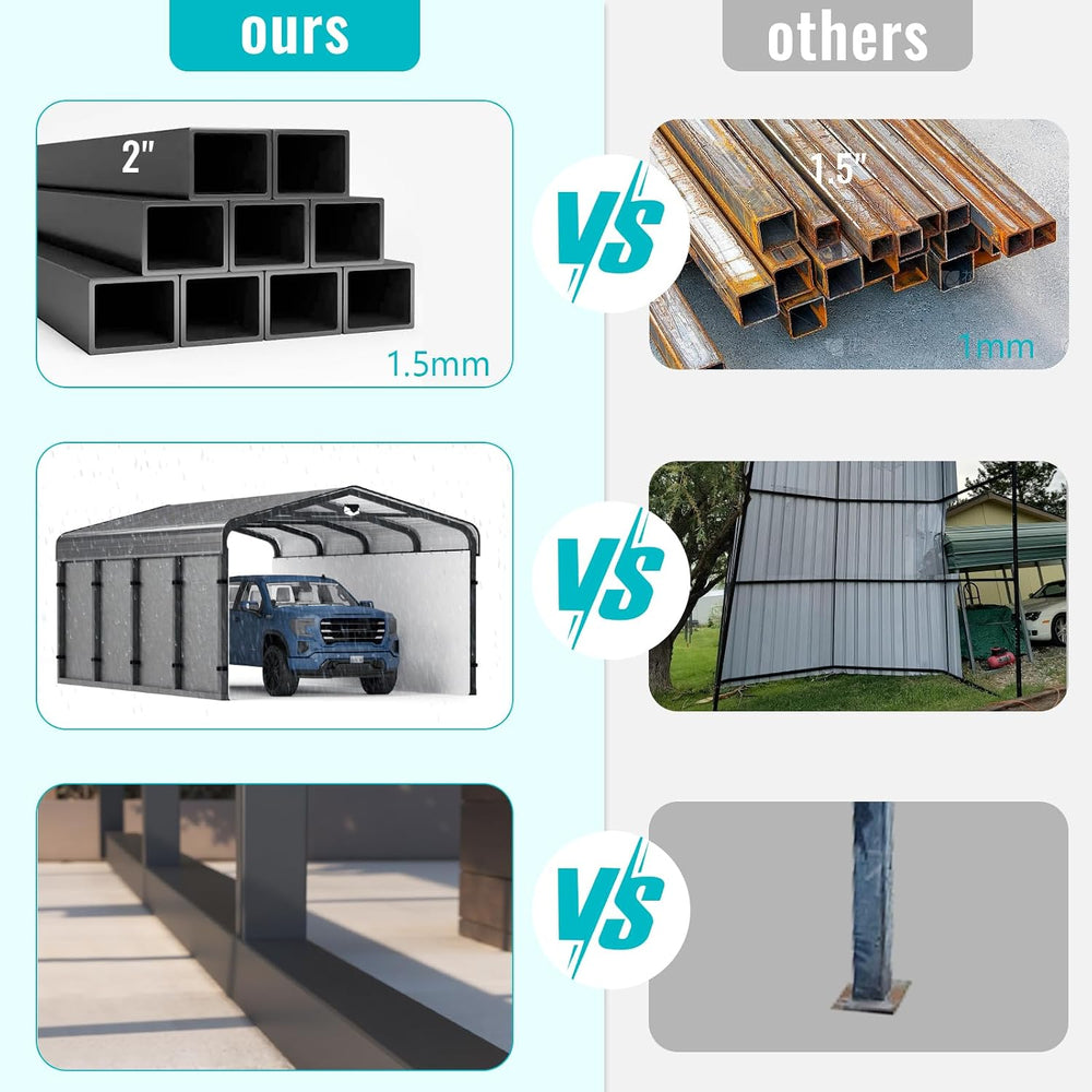 Sannwsg 12x20Ft Metal Carport Canopy Heavy Duty, Removable Sidewall