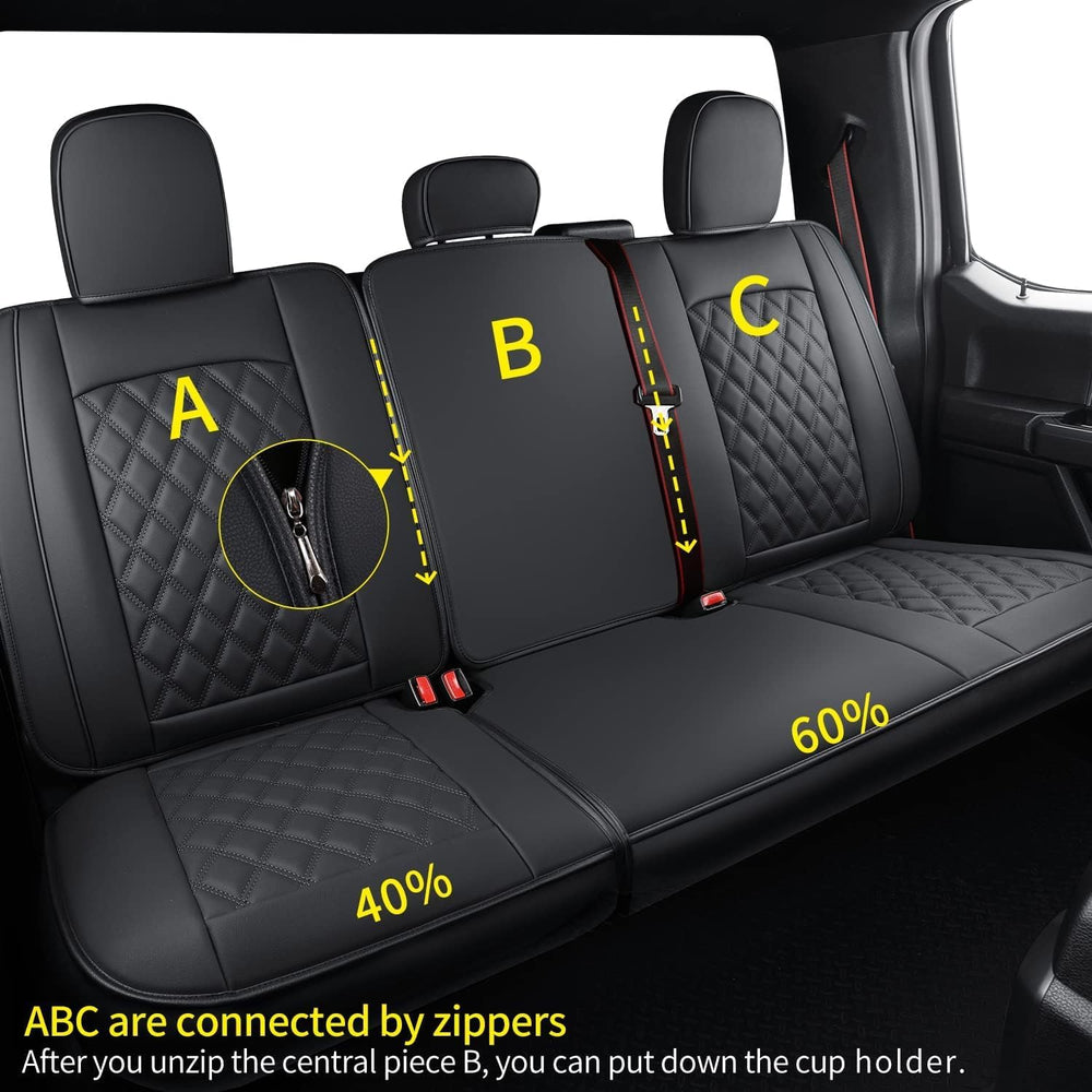 LUCKYMAN CLUB F150 Faux Leather Seat Covers Fit for 2015-2025 F150 SuperCrew ...
