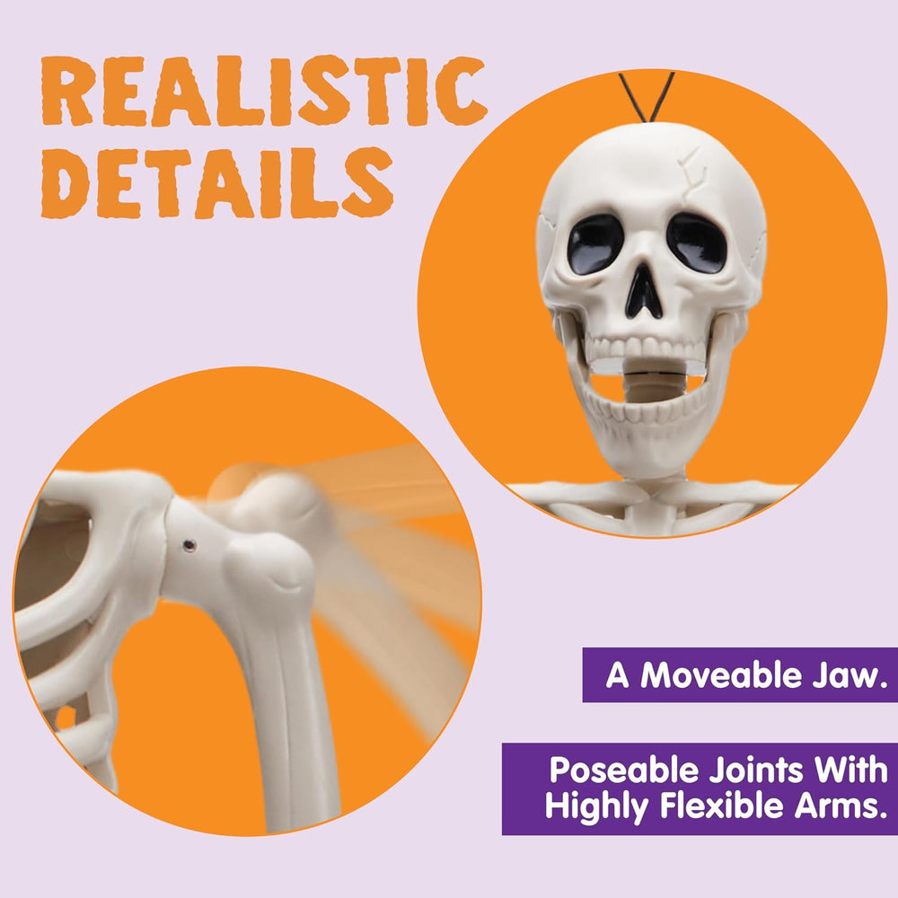 JOYIN 10 PCS 16" Halloween Skeleton Decor, Full Body Stayable Movable Jo...