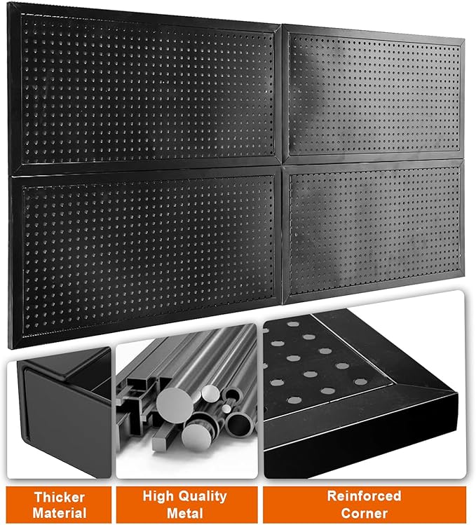 48x24 Inch Metal Pegboard Wall Organizer, Peg Board Utility Tool Storage