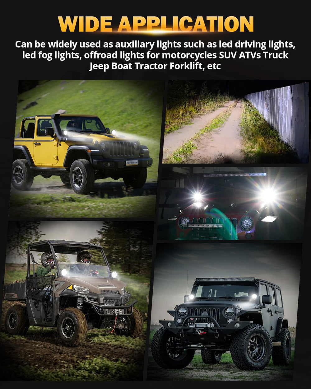Auxbeam 4In 90W Round Led Offroad Lights, 2PCS 9000LM Led Light Pod Super Bri...