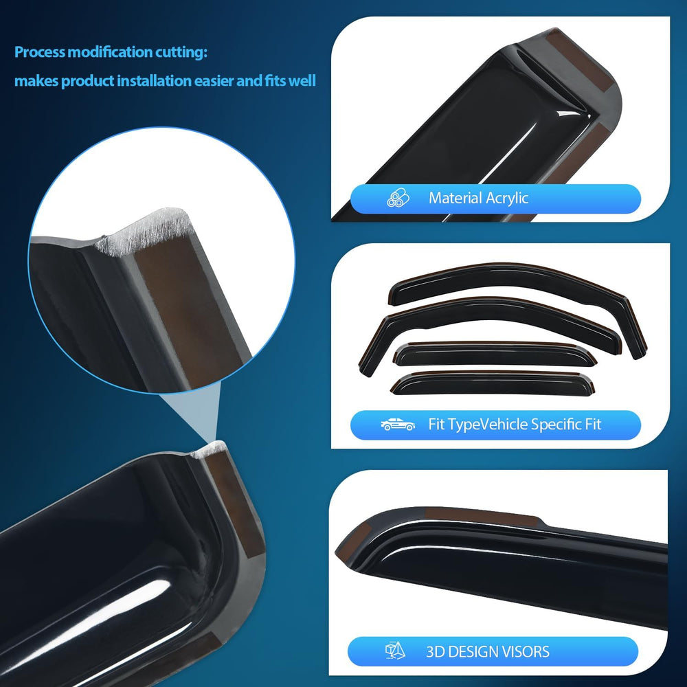 Nilight in-Channel Window Visors for Silverado/Sierra 1500 2007-2013, 4PCS