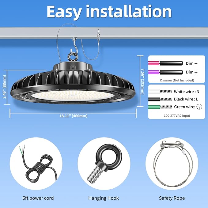 500W LED High Bay Light 72, 500LM DLC ETL Listed Industrial Grade UFO Light