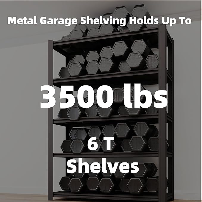 6 Tier Metal Shelving Unit, Adjustable Storage Shelves, Living Room