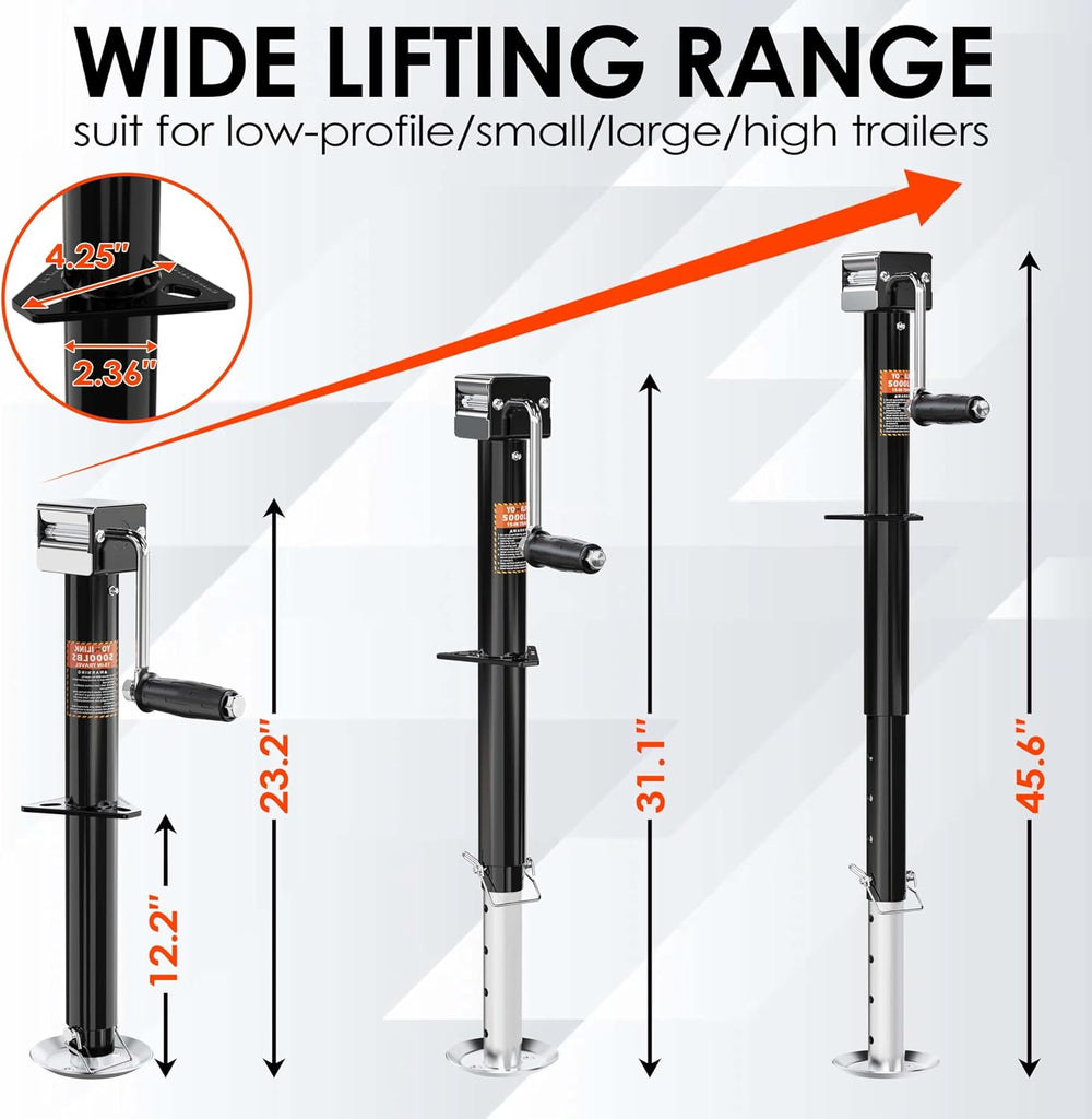 YOMILINK 5000 lbs A-Frame Trailer Jack, 15" Lift, Adjustable 5-Level Dro...