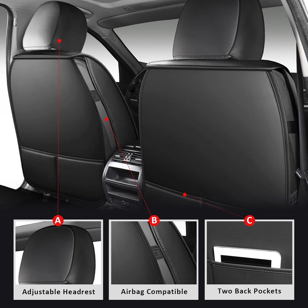 MIROZO Front Seat Covers, Leather Car Seat Covers for Sedan, Truck and SUV