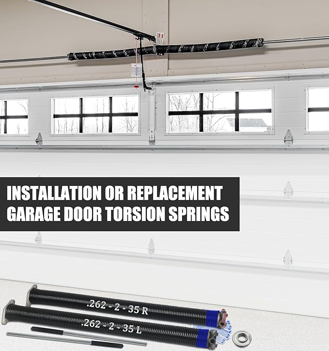 Garage Door Torsion Spring Set, Pair of 2" Electrophoresis Coated Garage...