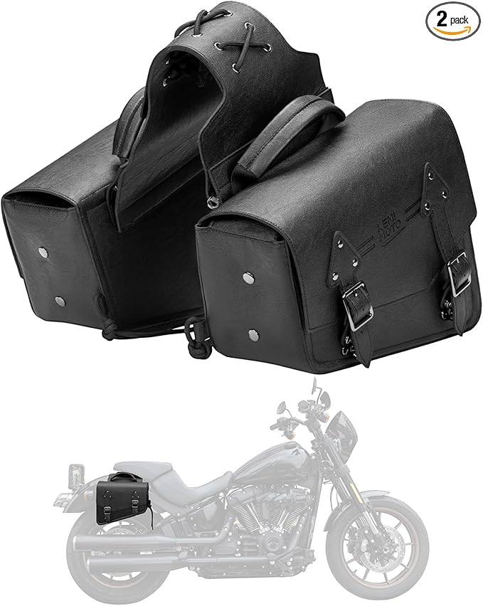 KEMIMOTO Motorcycle Saddlebags Leather Side Bags 12L Compatible