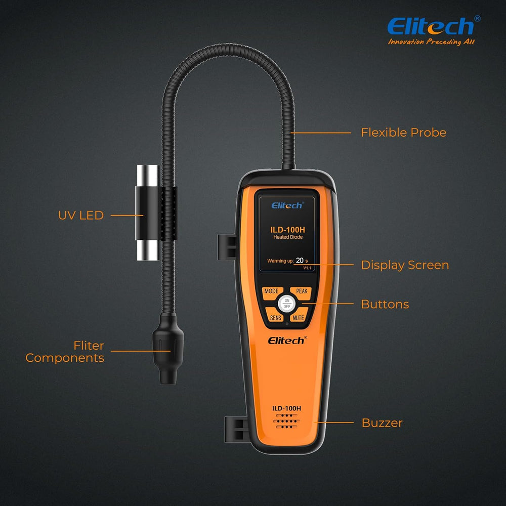 Elitech HVAC Refrigerant Leak Detector Heated Diode Sensor Halogen Freon Snif...