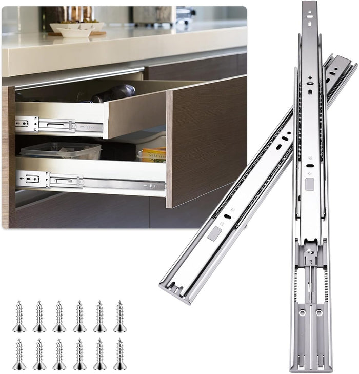 22 inch Drawer Slides 4 Pairs (8pcs) Soft Self Close Full Extension Ball Bearing Drawer Rails Side Mount Metal Dresser Runners for File Cabinet Trash Can Kitchen Wardrobe Glides 22" 100 LB Capacity
