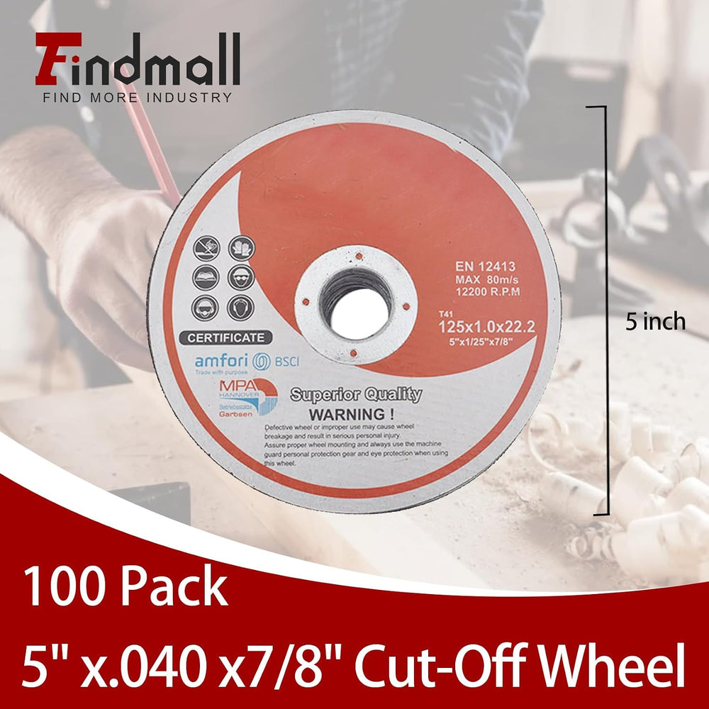 100 Pack 5" x.040 x7/8" Cut-Off Wheel - Metal & Stainless Steel...