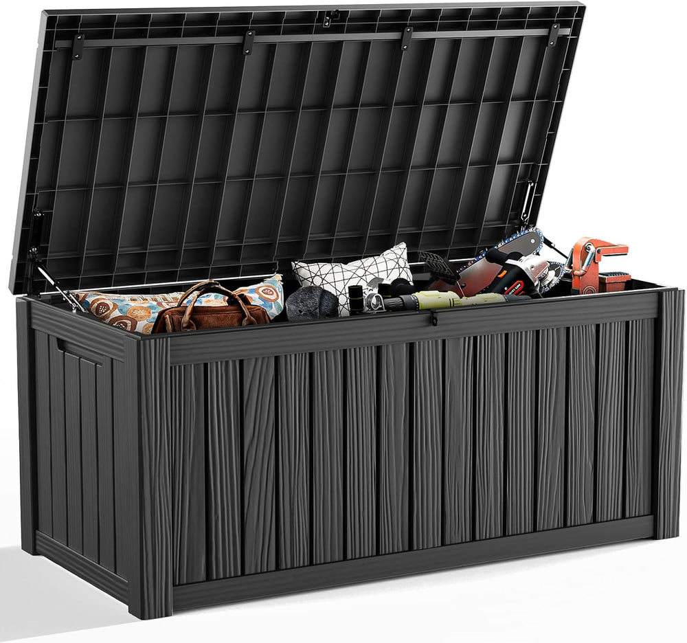 180 Gallon Resin Deck Box, Outdoor Storage Box, Waterproof UV Resistant，Weath...