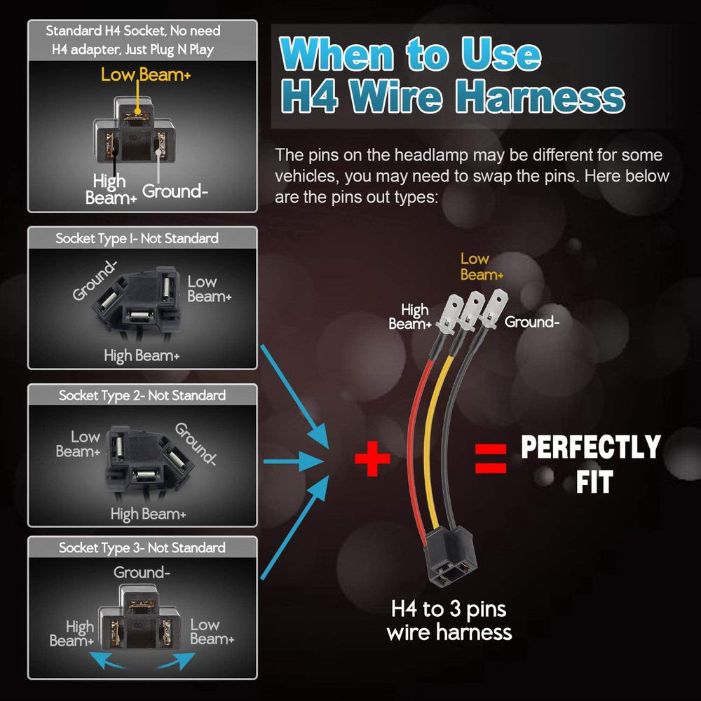 Partsam 2PCS Rectangle H6054 LED Headlights 5x7 7x6 Headlamp Hi/Low Sealed Be...