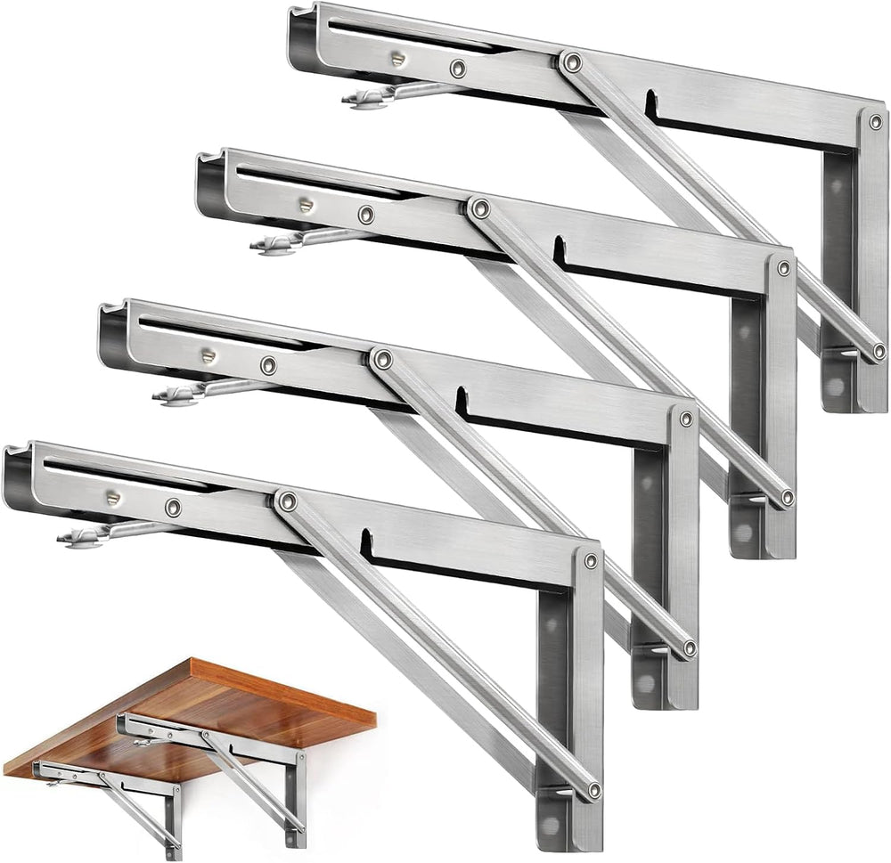 Storystore Folding Shelf Brackets - 16 Inch Heavy Duty Stainless Steel Collap...