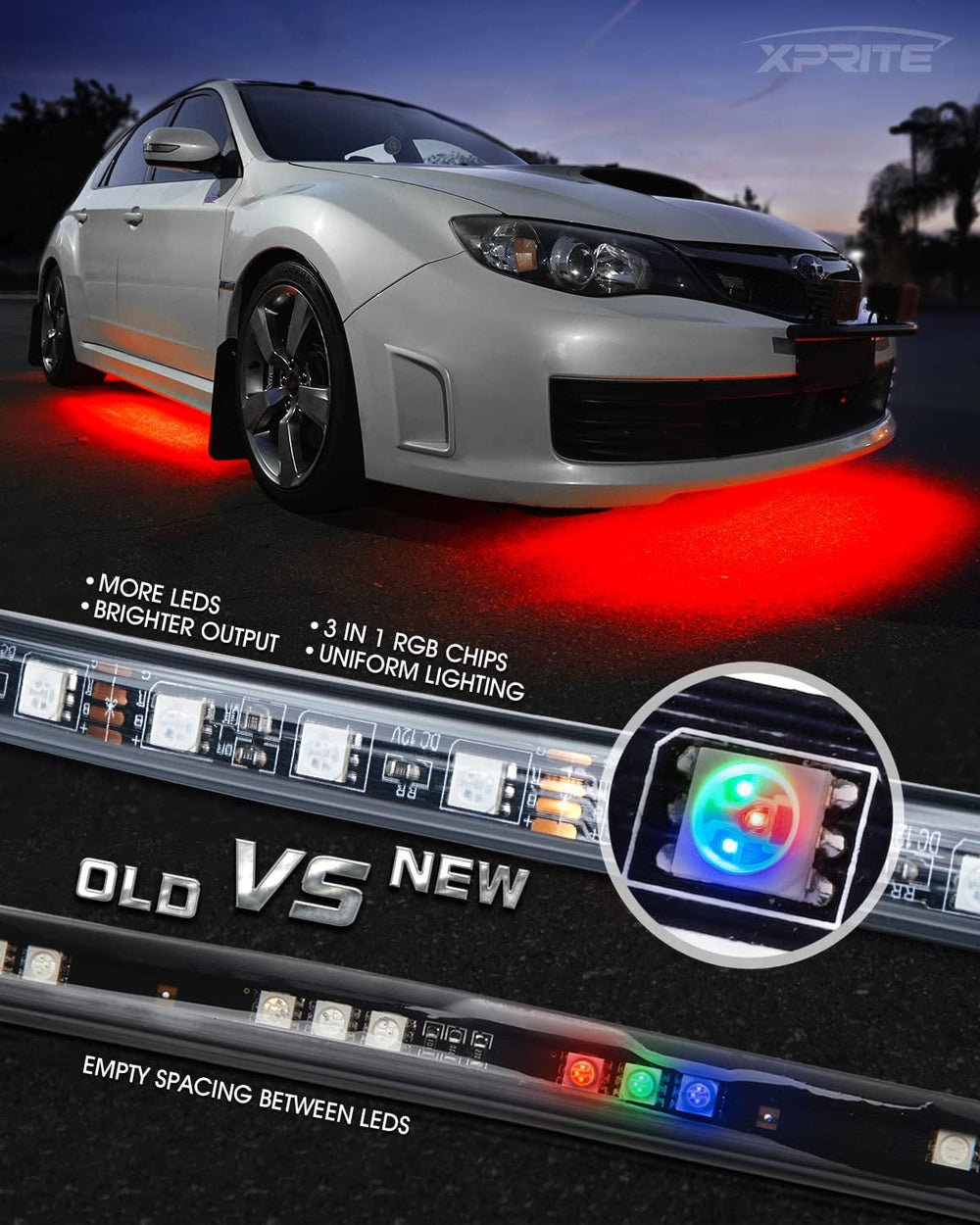 Xprite Car Underglow Neon Accent Strip Lights, 4Pcs RGB 252 LEDs Underglow Ki...