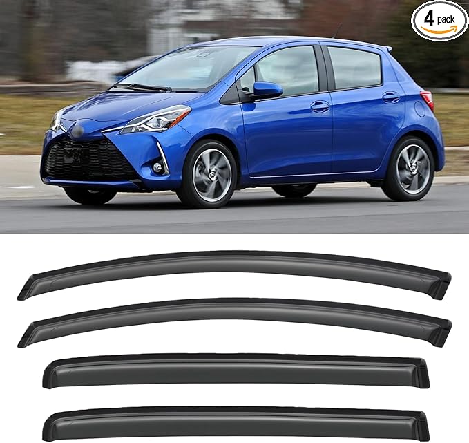 Window Visors Rain Guards for 2012-2018 Toyota Yaris Hatchback, Out-Channel
