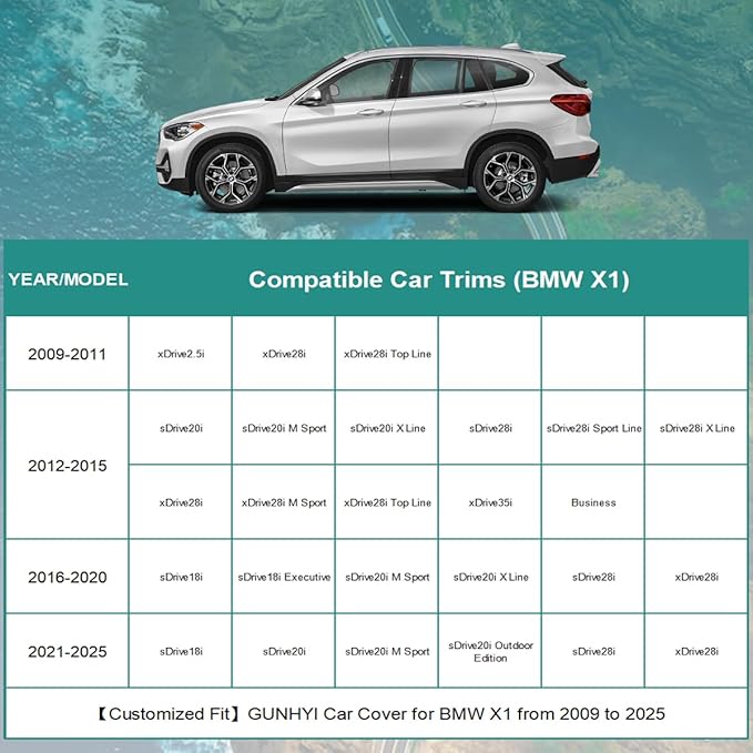 Premium Car Cover Custom Fit BMW X1, 16 Layers Heavy Duty Car Cover Waterproof