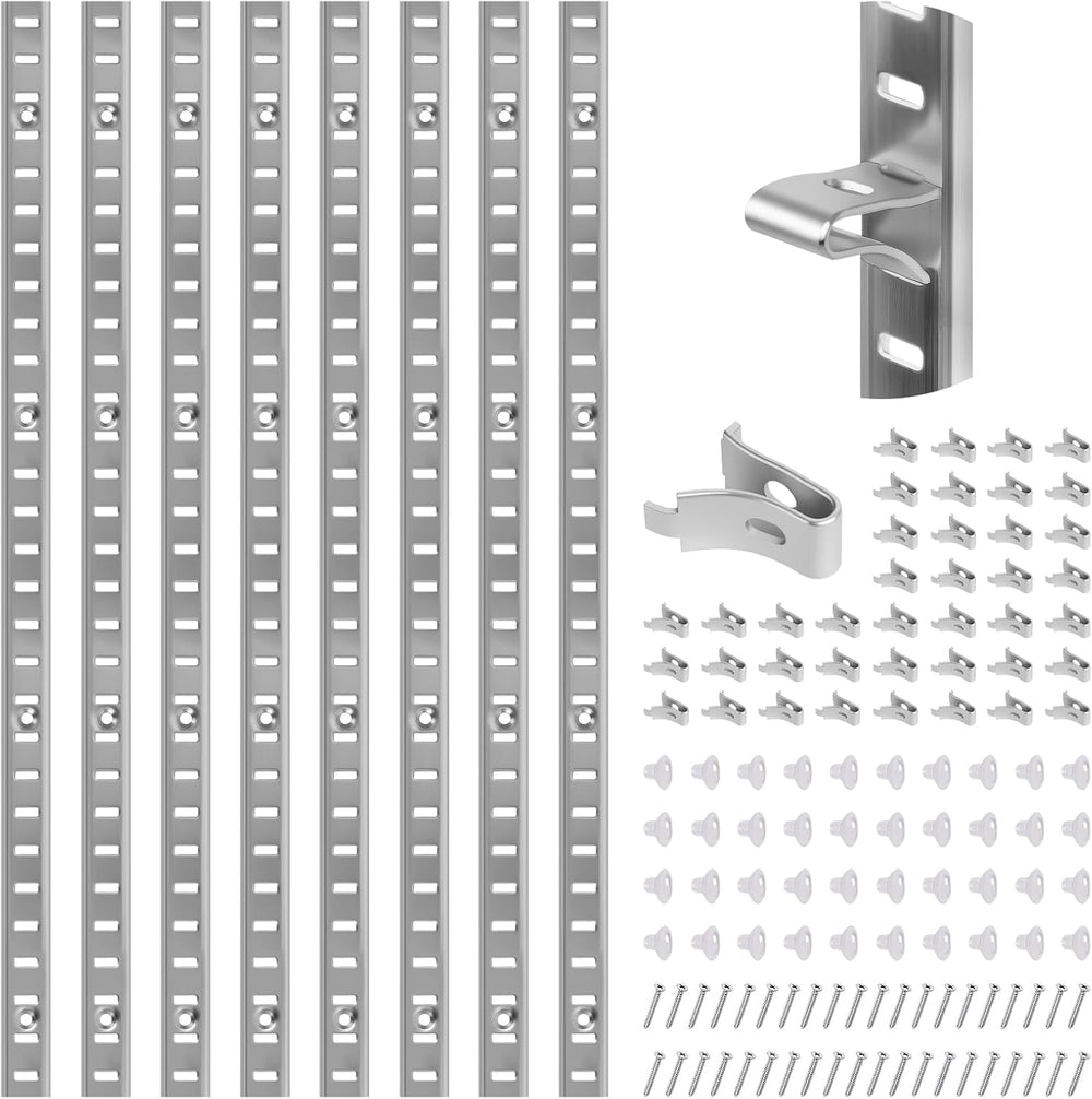 Adjustable Shelf Bracket 40 Inch 8 Pack Wall Shelf Pilaster Tracks, Stainless...