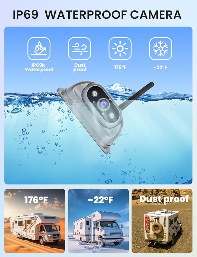 2.5D Display Wireless reversing Camera System FHD 1080P 10.26-inch touchable