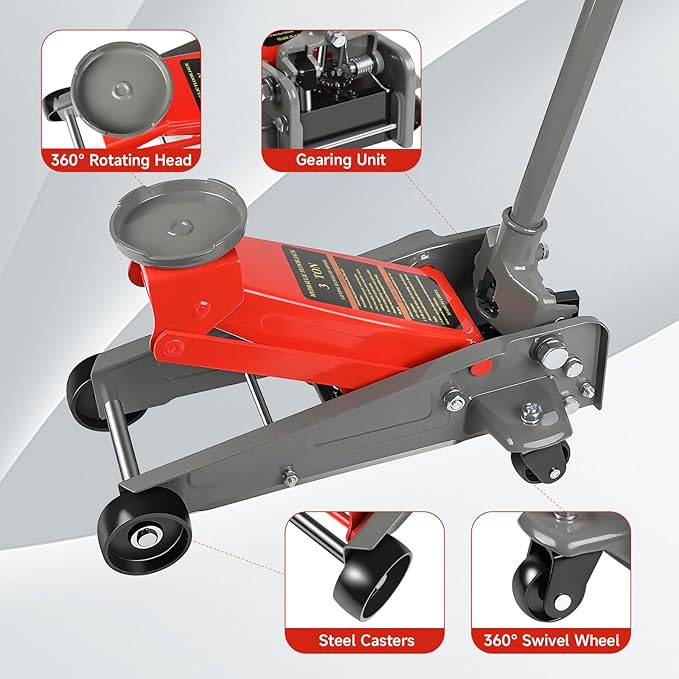 3 Ton Floor Jack, 6600 LBS Heavy Duty Hydraulic Floor Jack, Lift Range:5.31&#...
