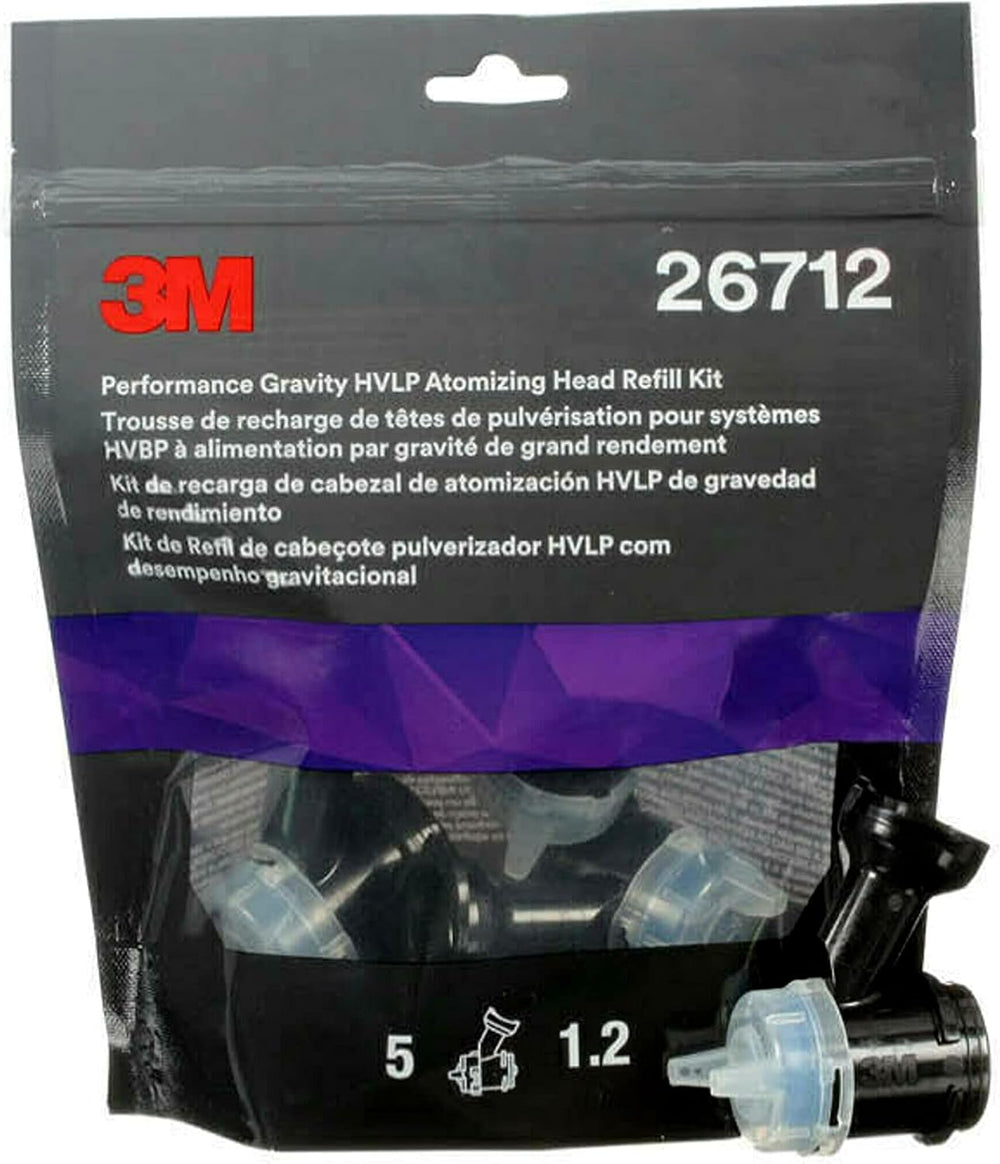 3M Performance Gravity HVLP Atomizing Head Refill Kit, Size 1.2, (5 Pack)