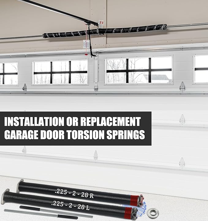 Garage Door Torsion Spring Set, Pair of 2" Electrophoresis Coated Garage...