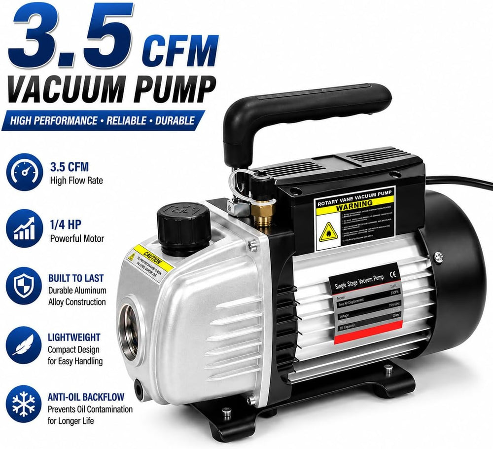 XtremepowerUS 3.5CFM 1/4HP HVAC Vacuum Pump R134a R12 R22 R410a A/C Refrigera...
