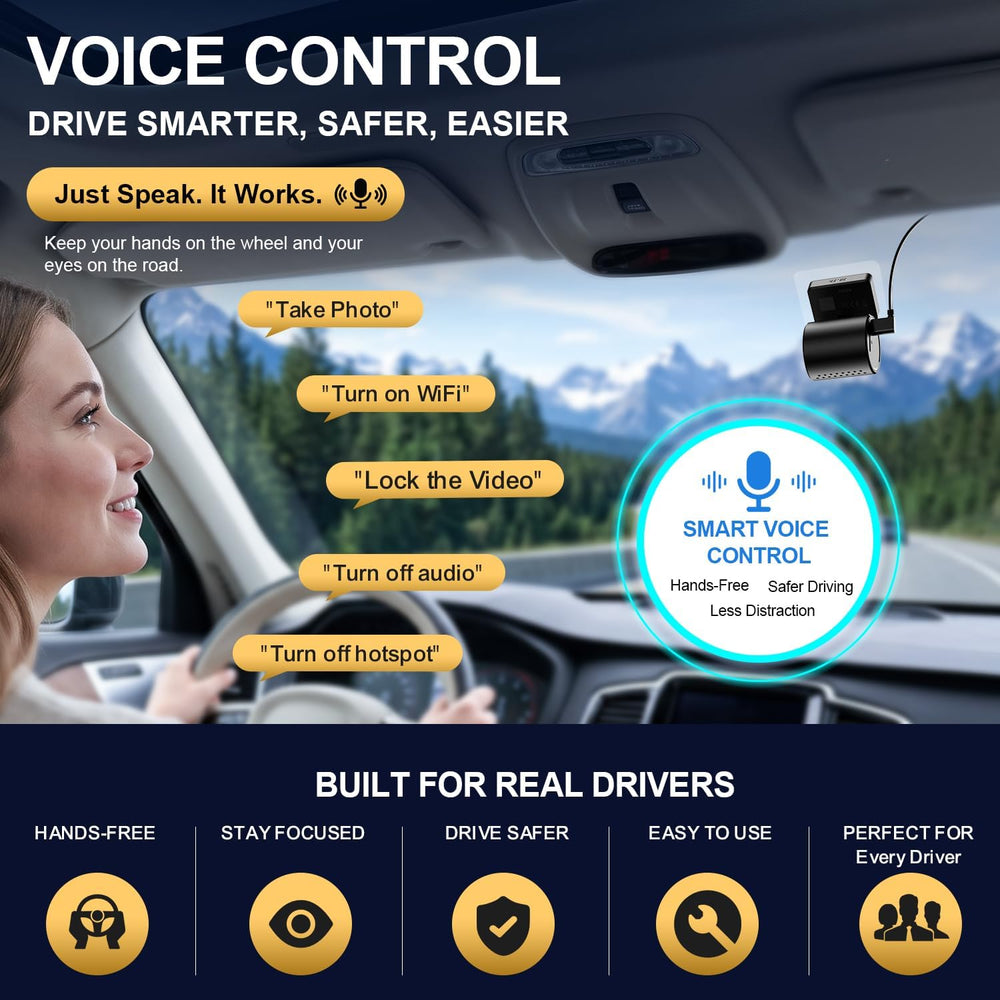 KAWA 4K Tiny Dash Cam, Voice Control & WiFi 6, Loop Mini Camera for Car