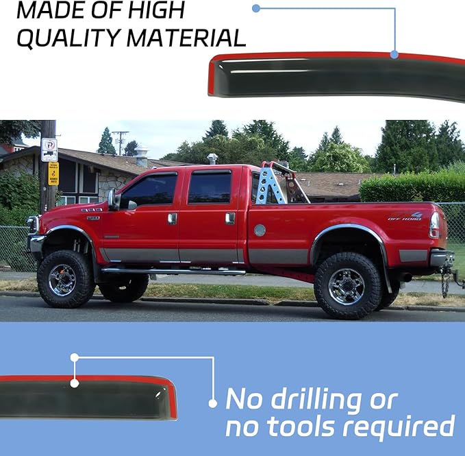 4 PCS Rain Guards Fit for 1999-2016 Ford F250 F350 F450 F550 SuperCrew Super