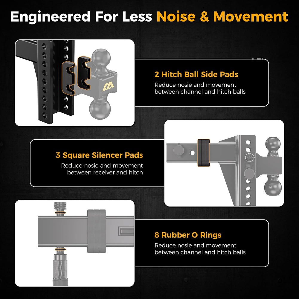 CAMMOO Adjustable Trailer Hitch for 2.5inch Receiver 6 inch Rise/Drop Hitch