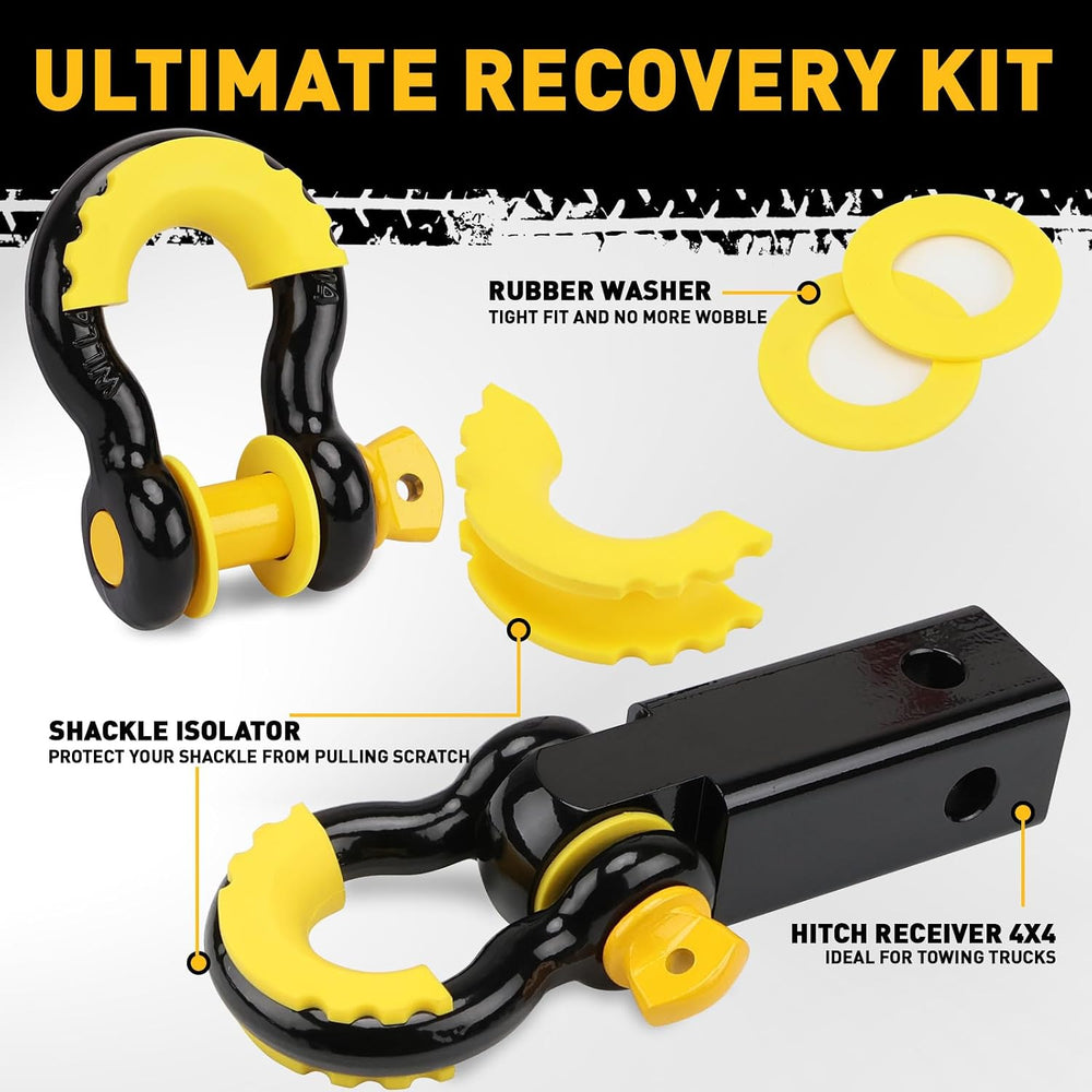 3" x 30Ft Recovery Tow Strap Heavy Duty with Hooks - 36000 LBS Break Str...