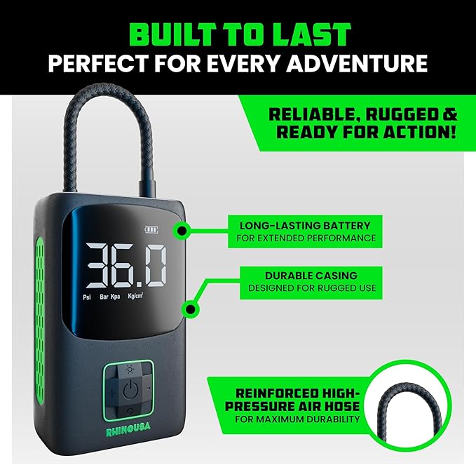 Rhino USA Tire Inflator Portable Air Compressor Upgraded Air Pump