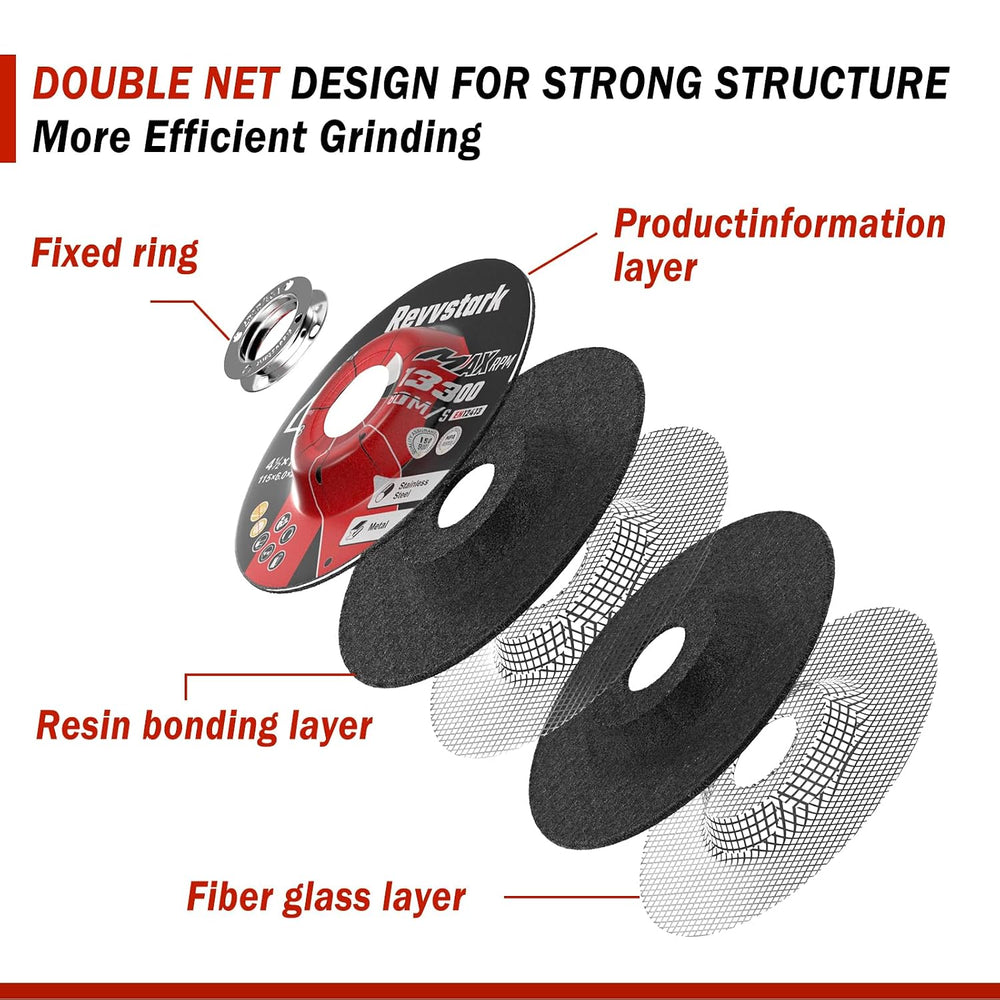 50 Pack Grinding Wheels 4 1/2 Inch for General Purpose Metal