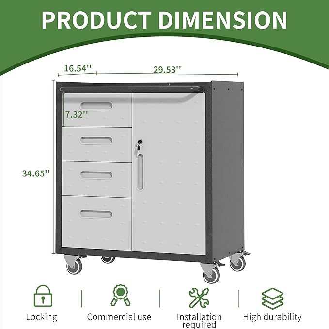 Metal Tool Cabinet, Garage Storage Cabinet System, Wall Cabinet & Locking
