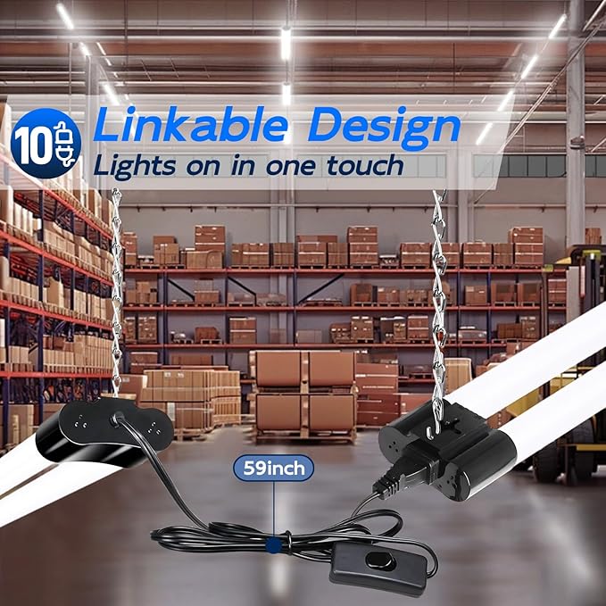 hykolity 10 Pack 4FT Linkable LED Shop Light