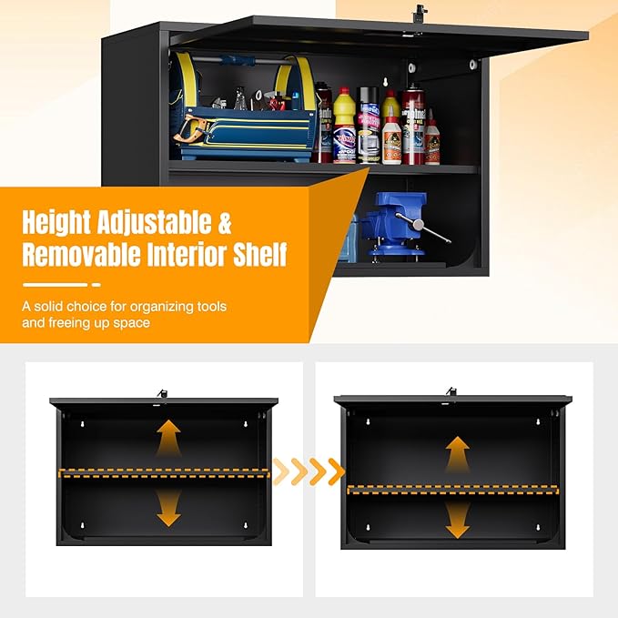 Metal Wall Storage Cabinet Adjustable Shelf 22'' Tall Steel Garage Wa...