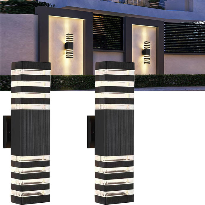 18inch LED Square Up & Down Wall Lights, 24W Outdoor Wall Light 4000K Day White (2Pack)